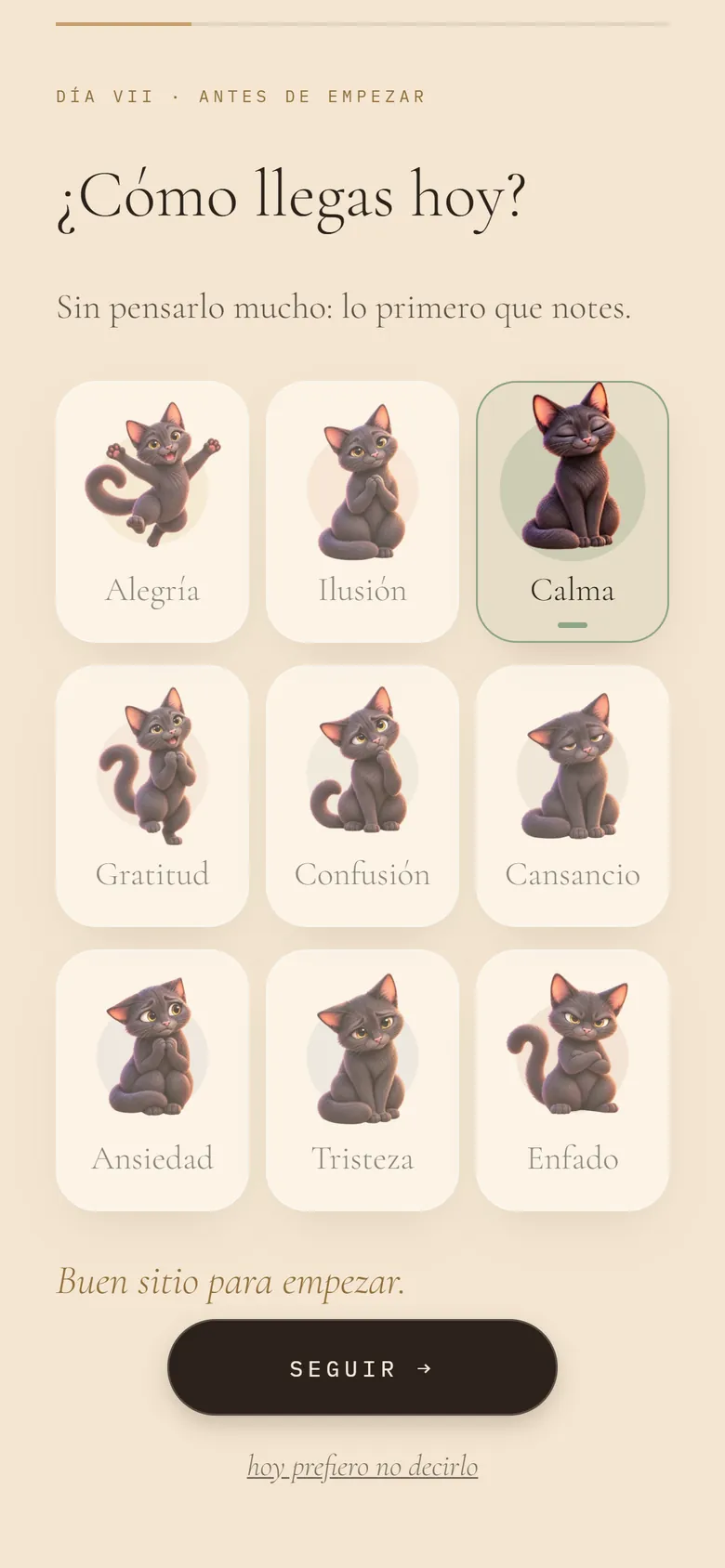 Antes de empezar: «¿Cómo llegas hoy?», con el gato Blacky.