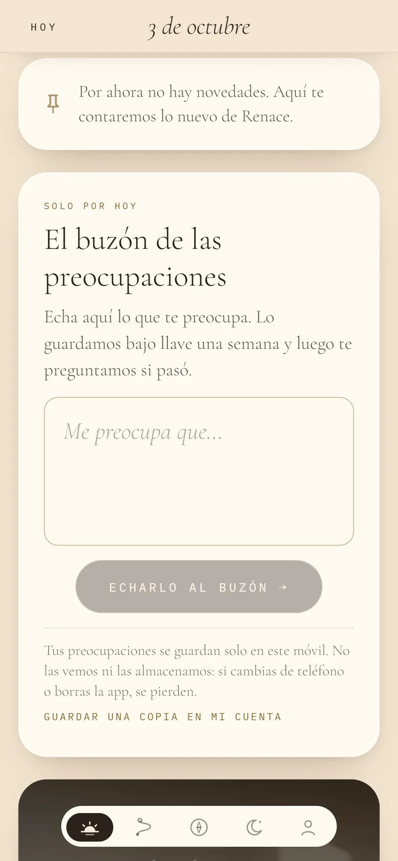 Una de las herramientas de la pantalla Hoy.