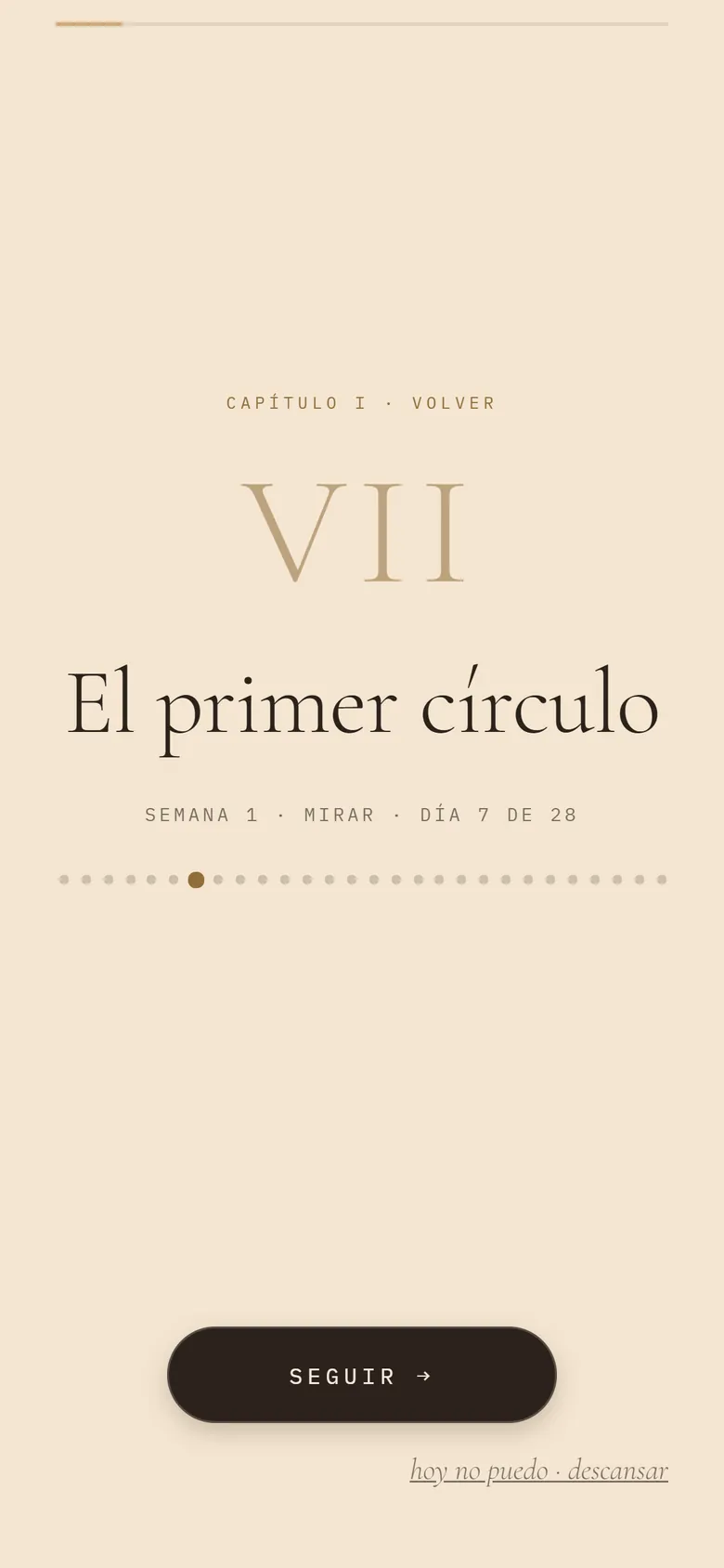 El comienzo de un día en Renace: «VII · El primer círculo».